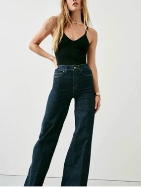 SPANX High-Rise Dark Blue Wide-Leg Jeans